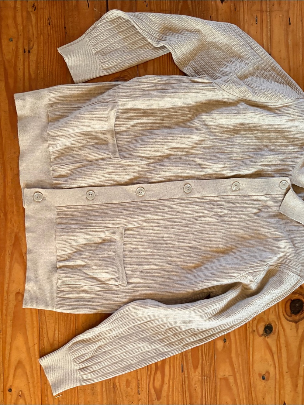 Goodfellow & Co Neutral Ribbed Button-Up Cardigan in Beige